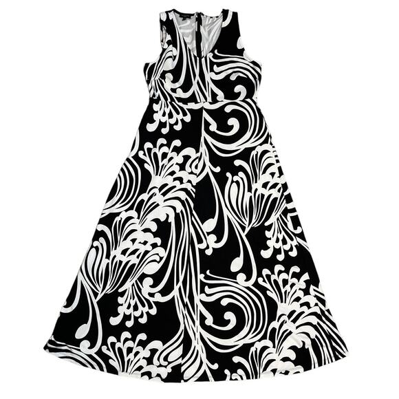Talbot’s Sleeveless‎ Stretchy Black/White Abstract Print Midi Dress Size Small - Picture 1 of 10